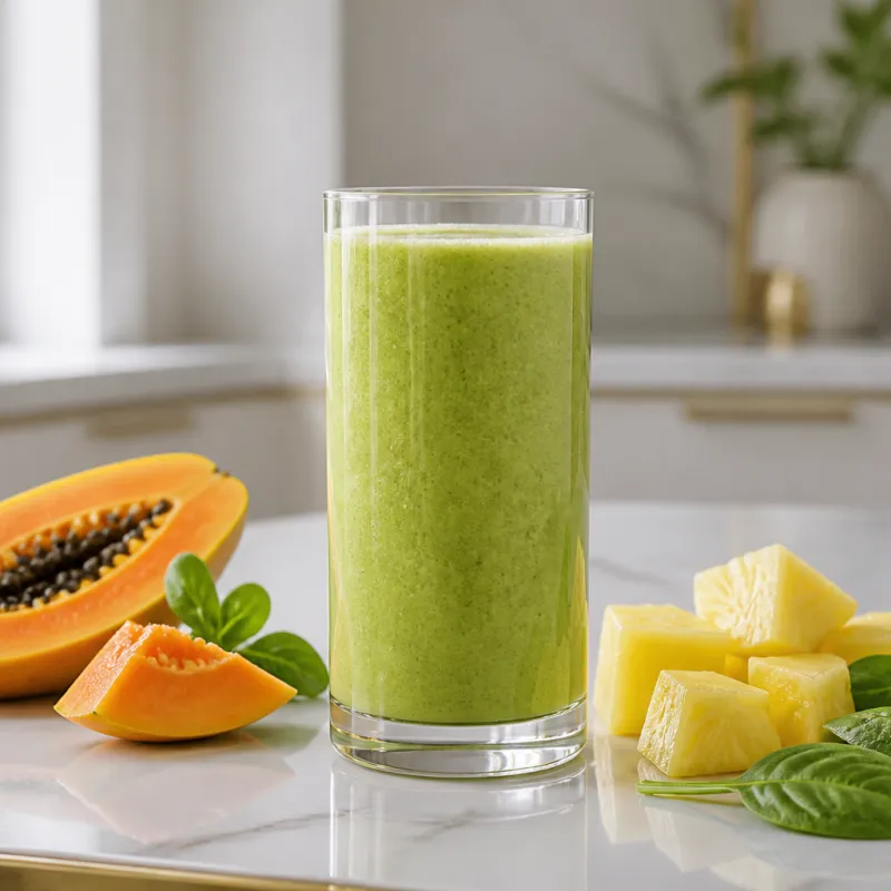 Lamb's Lettuce and Papaya Smoothie with Pineapple