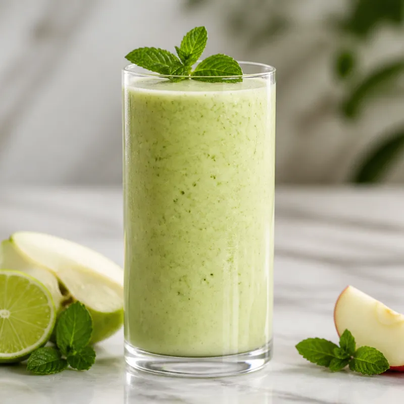 Lime Apple Smoothie with Fresh Mint