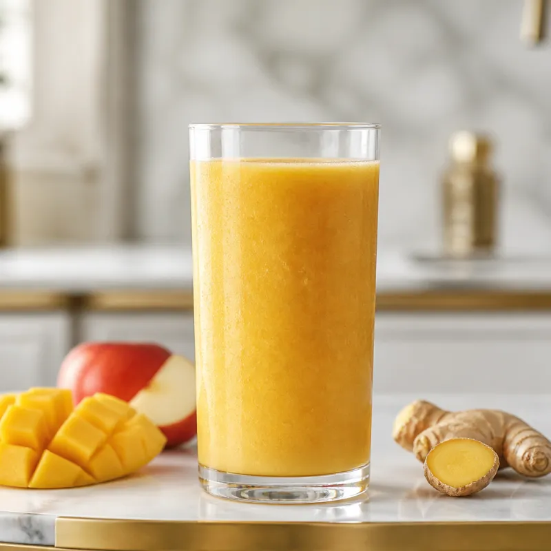 Smoothie especiado de mango y manzana con jengibre