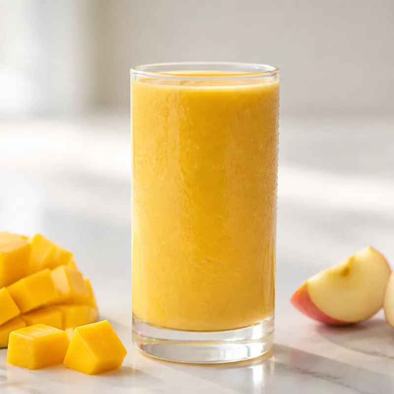 Smoothie de mango y manzana con agua de coco
