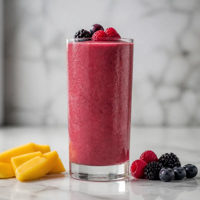 Smoothie de mango y frutos rojos