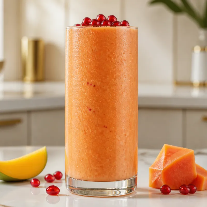 Mango Papaya Smoothie with Pomegranate