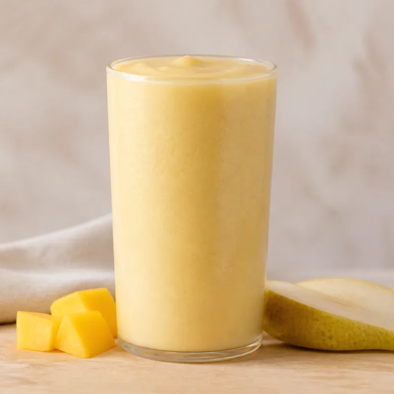 Smoothie de mango y pera con leche de coco