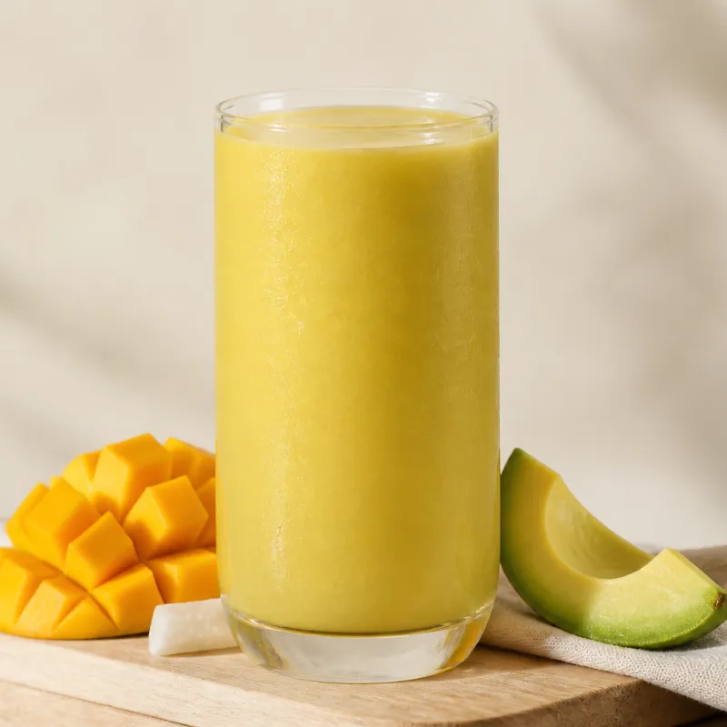 Smoothie de mango con agua de coco y aguacate