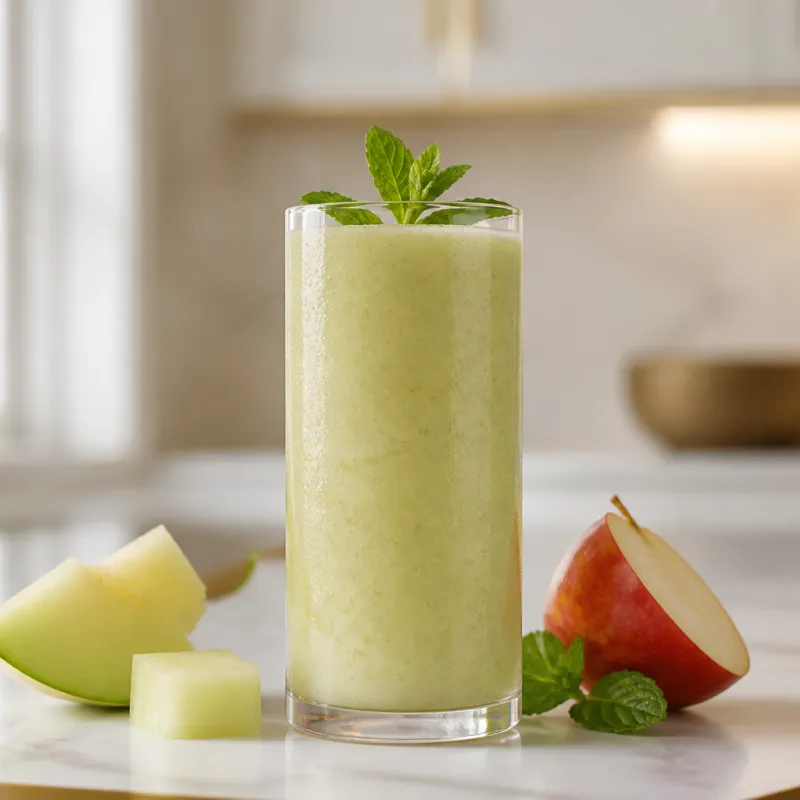 Smoothie de melón y manzana con menta