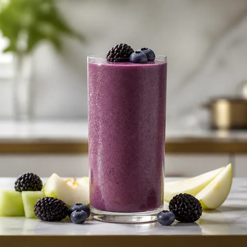 Smoothie de melón y moras con arándanos