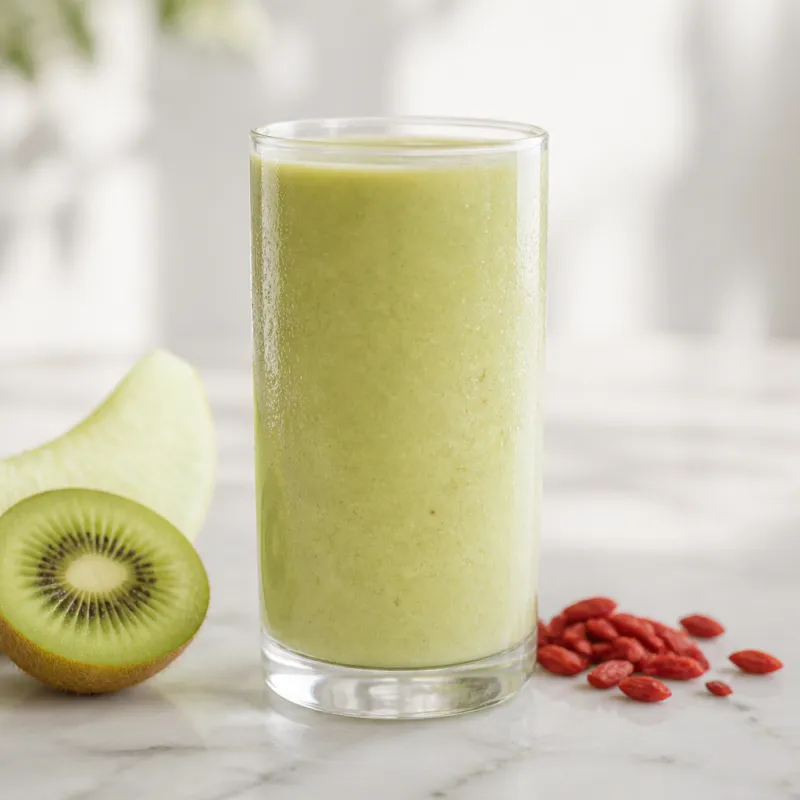 Smoothie de melón y kiwi con bayas de goji