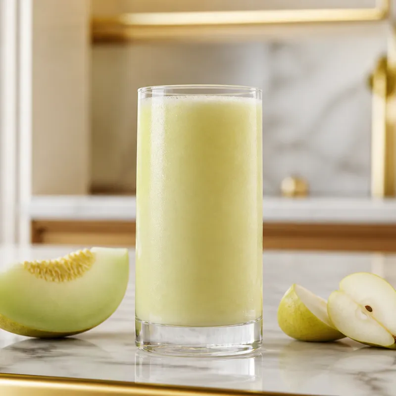 Smoothie de melón y pera con infusión de frutas