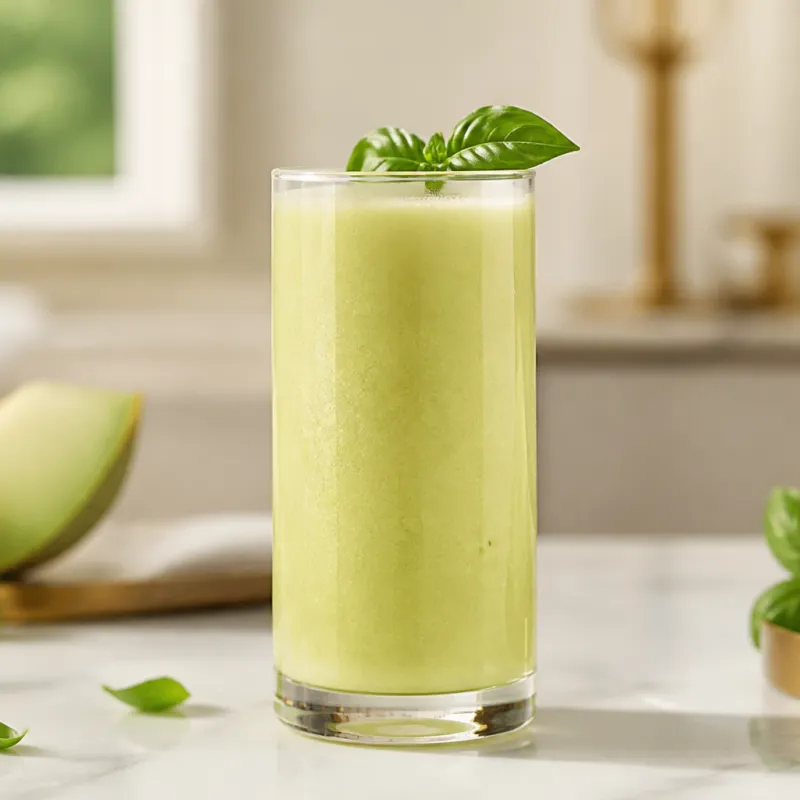 Melon Pear Smoothie with Basil