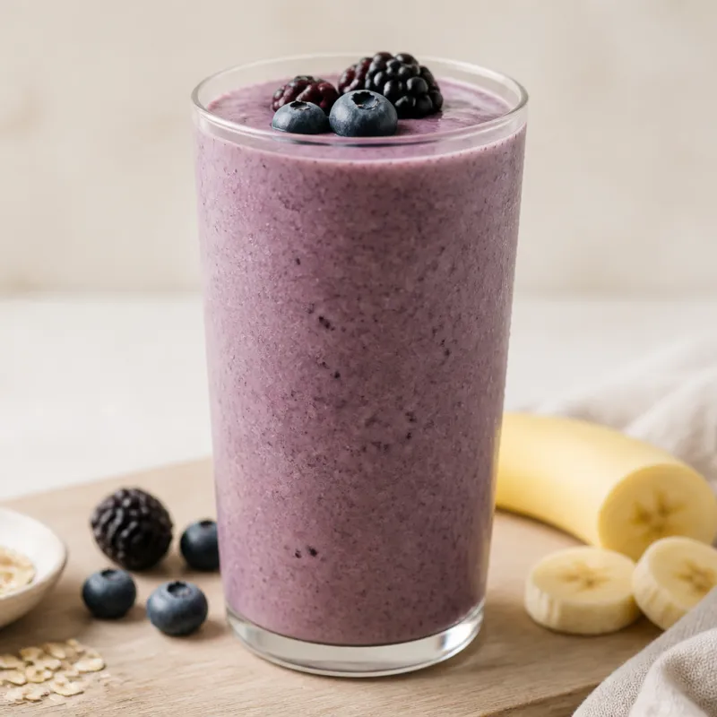 Smoothie de muesli y almendra con frutos rojos