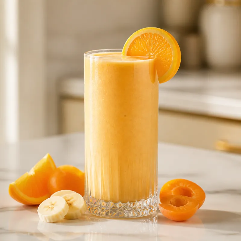 Smoothie de naranja y coco con albaricoques