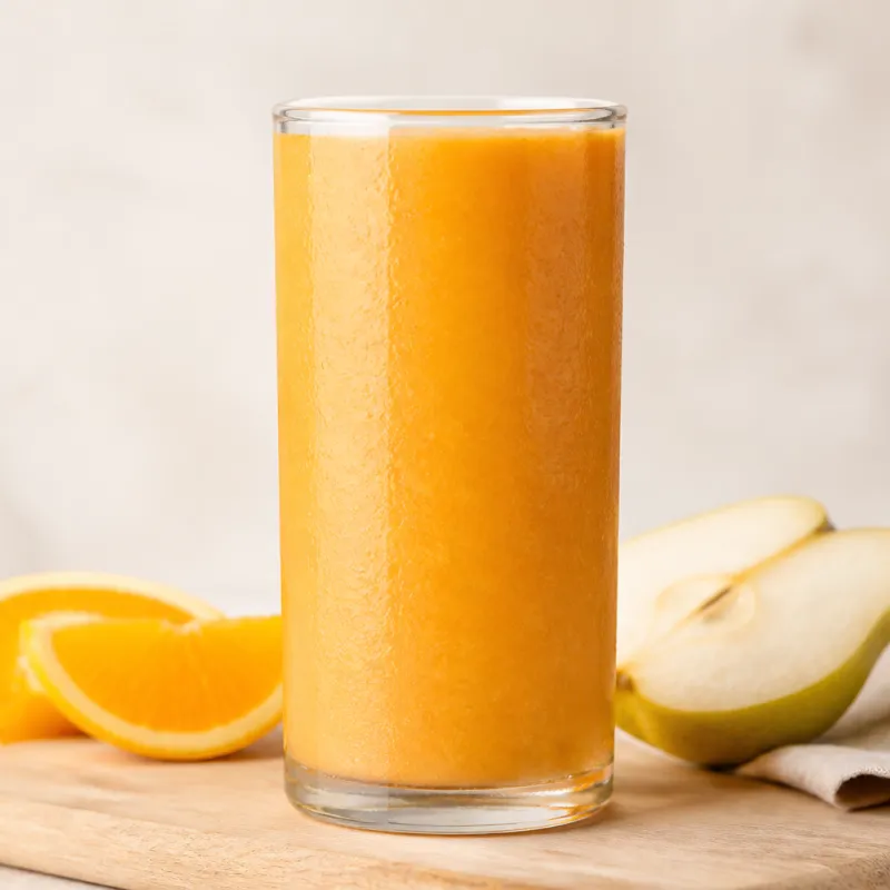 Smoothie de naranja y pera con agua de coco