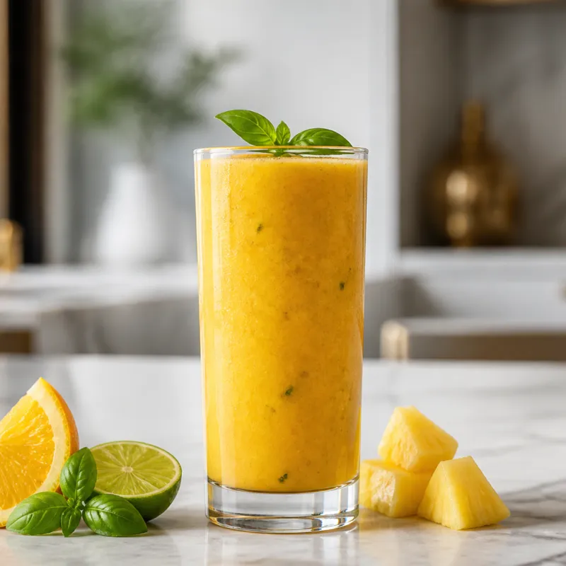 Orange Pineapple Smoothie with Basil