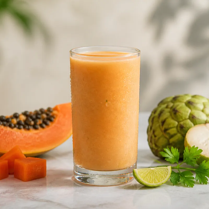 Smoothie de papaya y chirimoya con perejil
