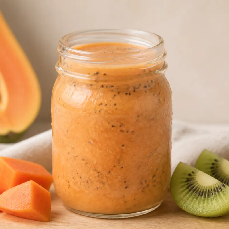 Smoothie de papaya y kiwi con semillas de chía