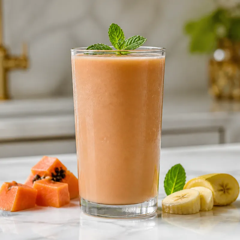 Papaya Smoothie with Mint Tea