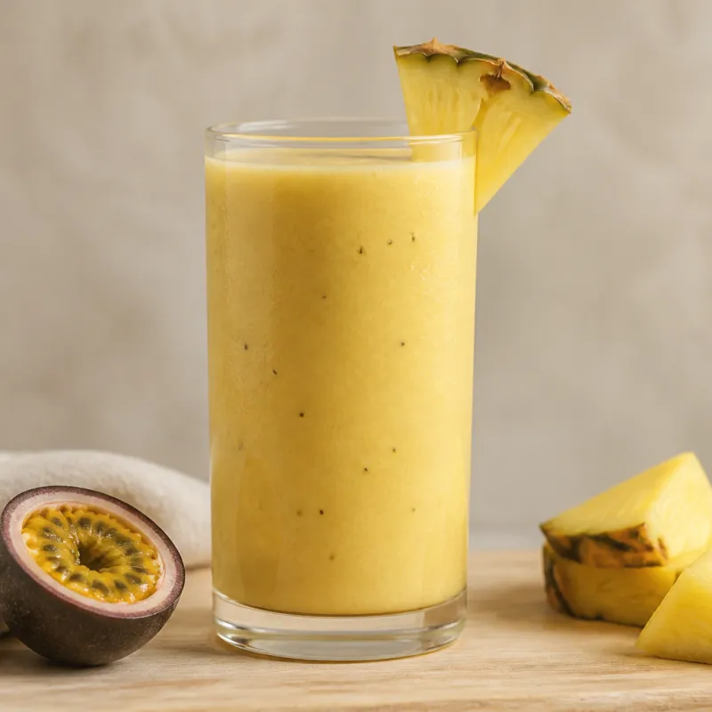 Smoothie de maracuyá y piña con leche de coco