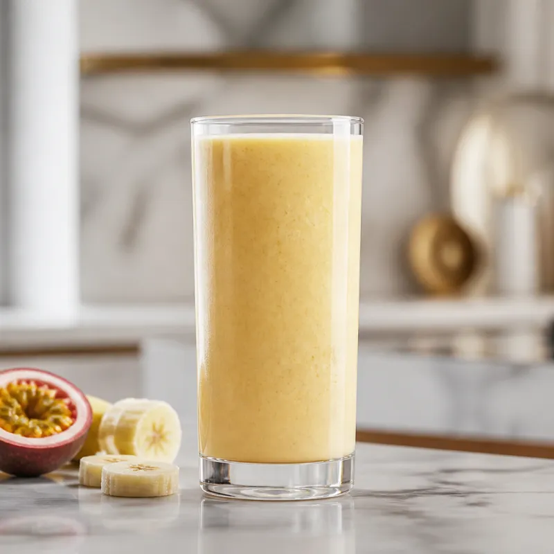 Smoothie de maracuyá con bebida de arroz