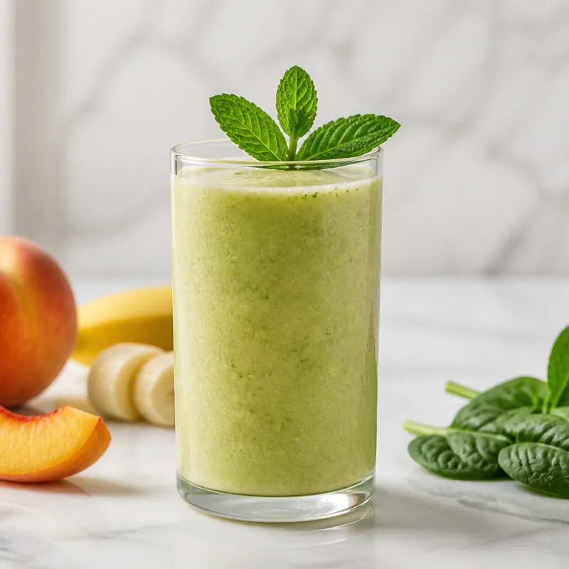 Smoothie de melocotón y plátano con espinacas baby