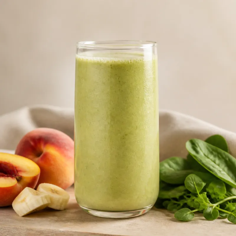 Peach Smoothie with Spinach and Lamb's Lettuce