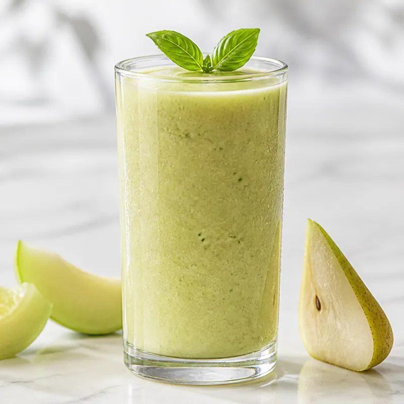 Pear and Melon Smoothie with Basil