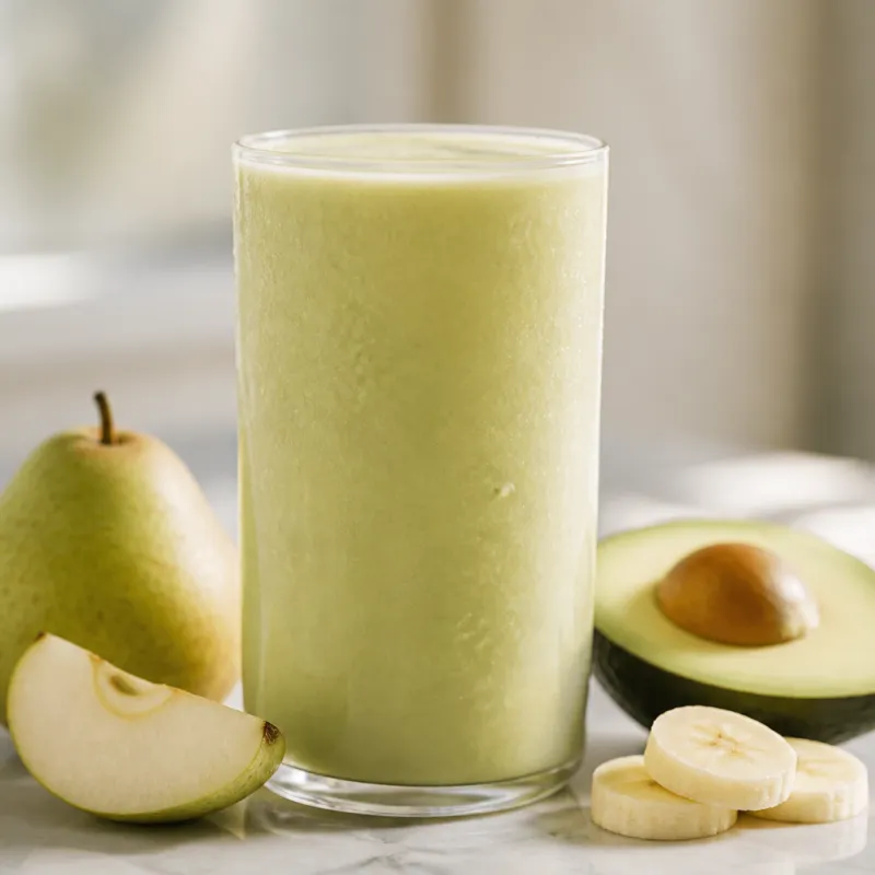 Smoothie de pera y aguacate con leche de coco