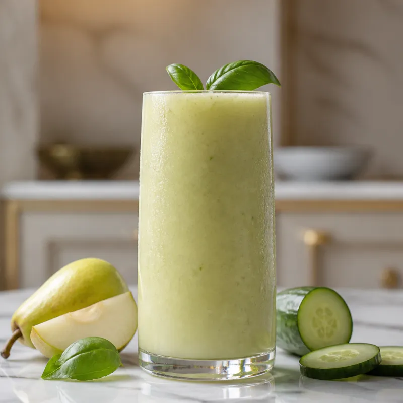 Pear Basil Smoothie with Cucumber