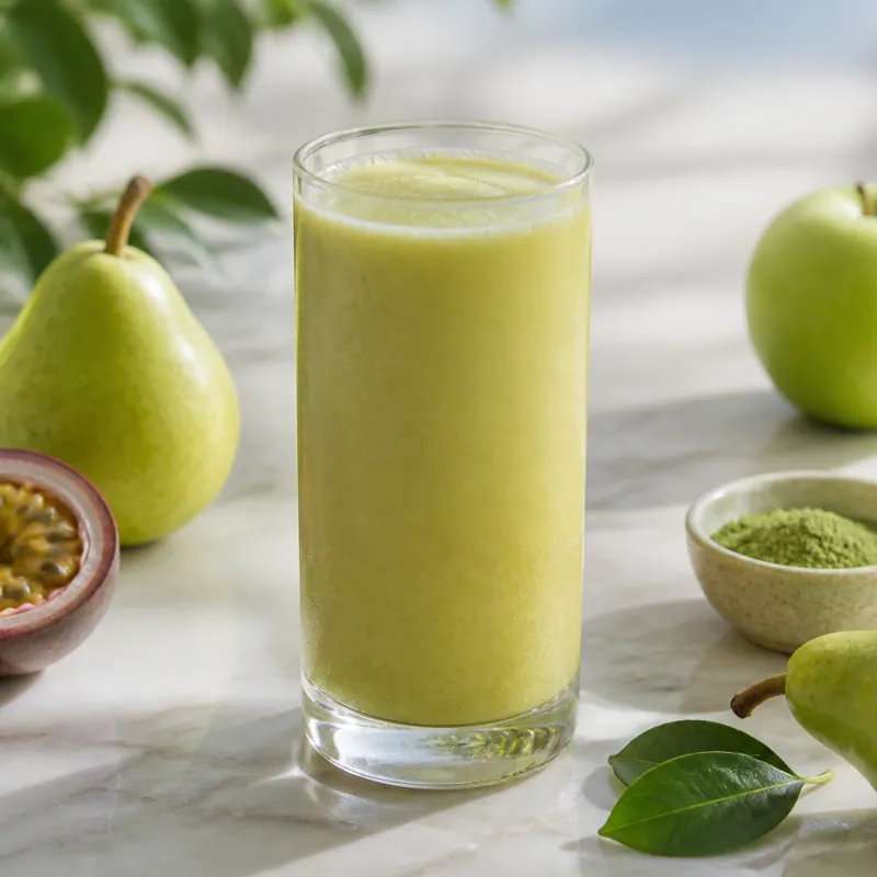 Pear Passion Fruit Smoothie with Matcha