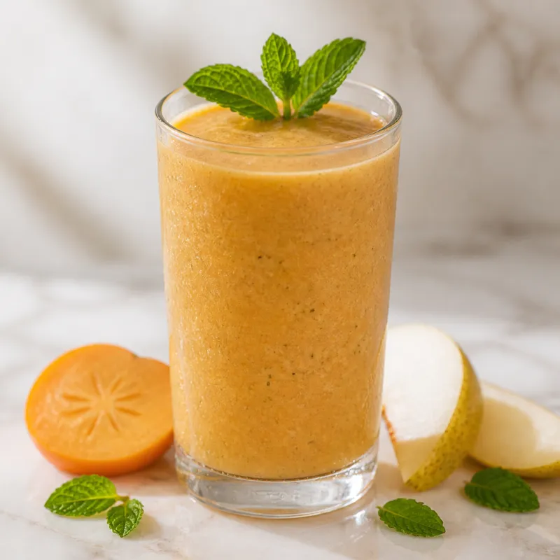 Smoothie de caqui y menta con pera