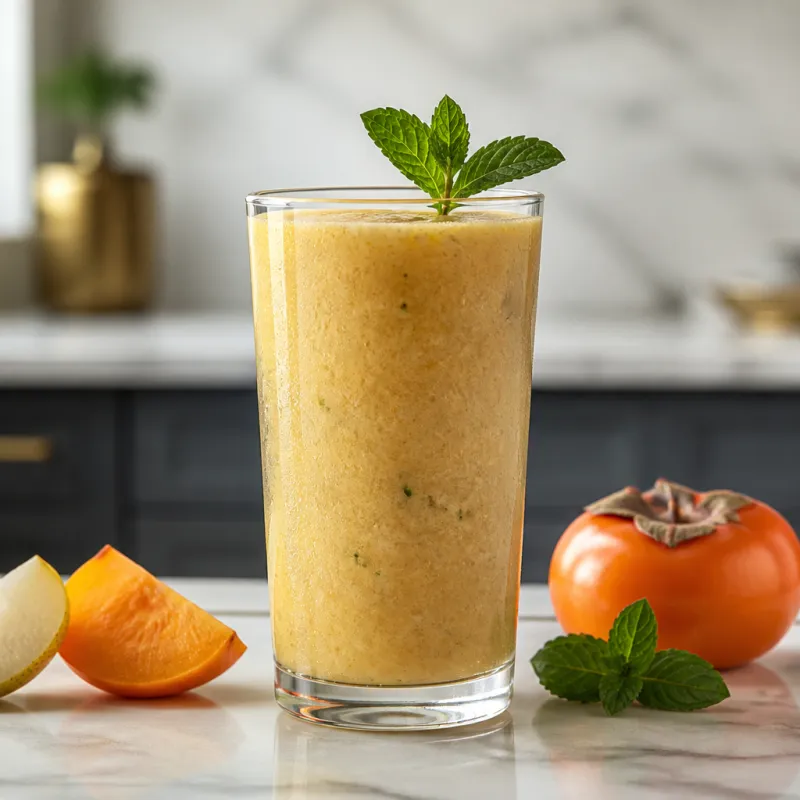Smoothie de pera y caqui con menta