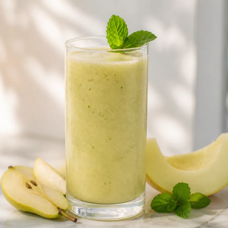 Smoothie de pera y melón con menta