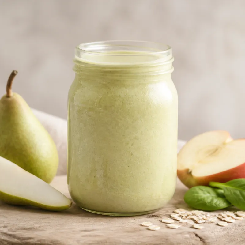 Smoothie de pera con bebida de almendras y avena