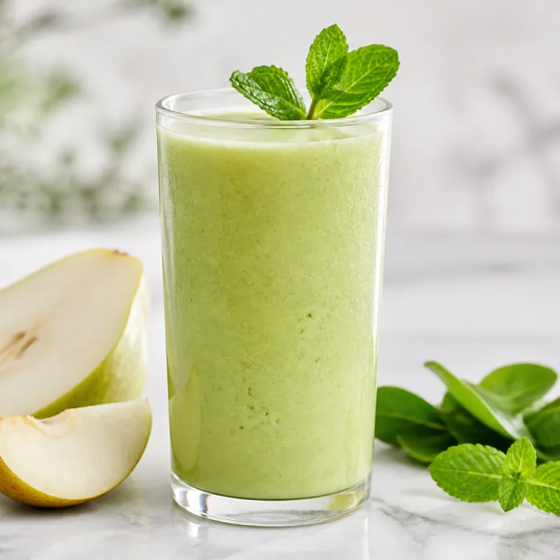 Smoothie de pera con menta fresca