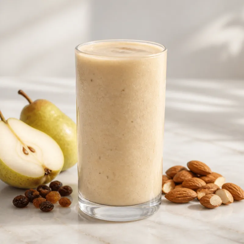 Pear Smoothie with Sultanas and Almonds