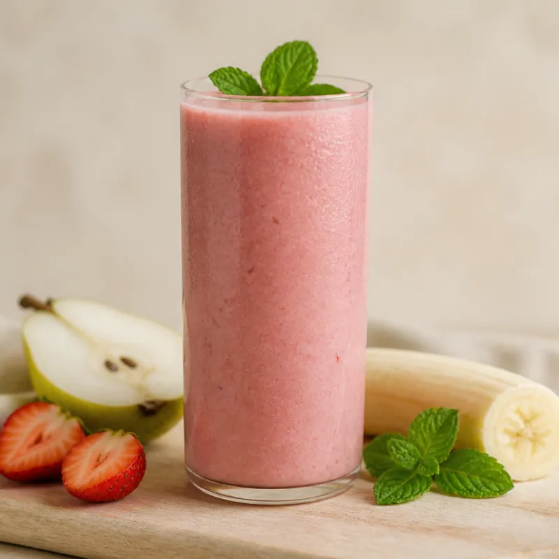 Pear Strawberry Smoothie with Mint and Banana