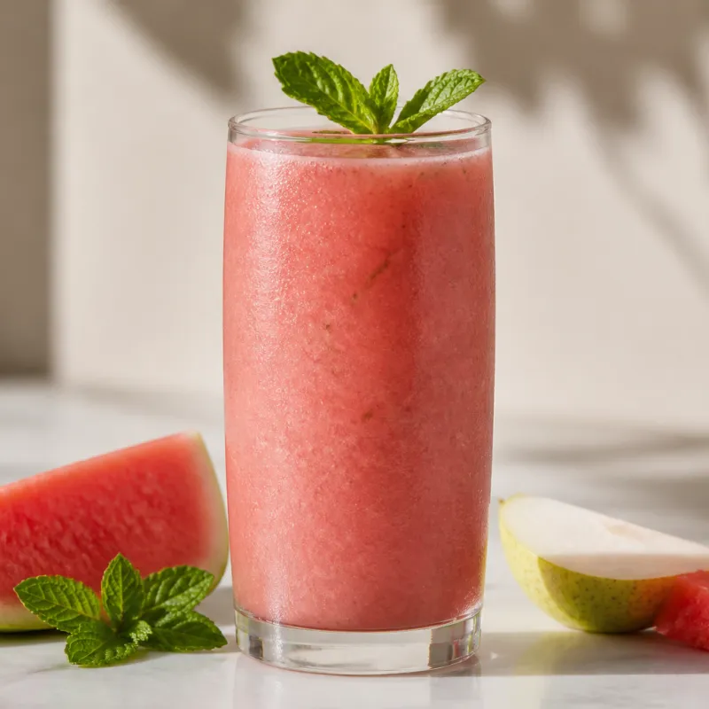 Pear Watermelon Smoothie with Fresh Mint