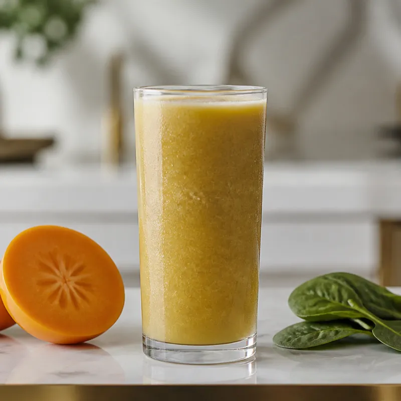 Smoothie de caqui y espinacas con agua de coco