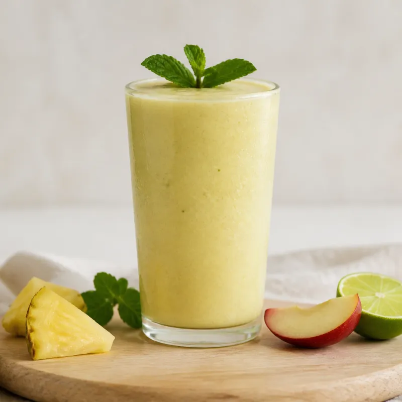 Pineapple Apple Smoothie with Mint and Lime
