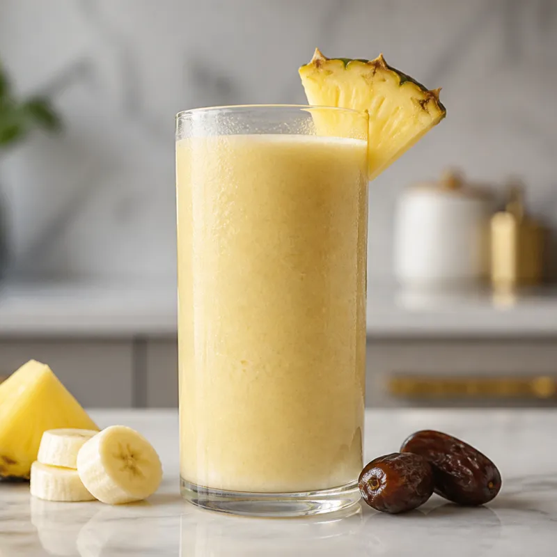 Smoothie de piña y plátano con dátiles
