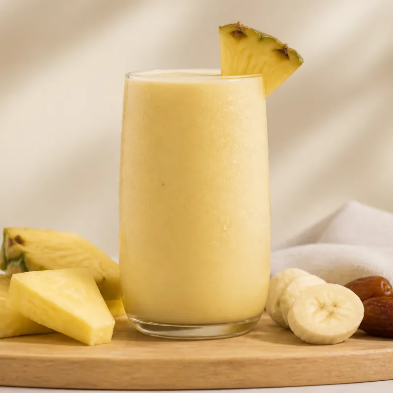 Smoothie de piña y dátiles con yogur de coco