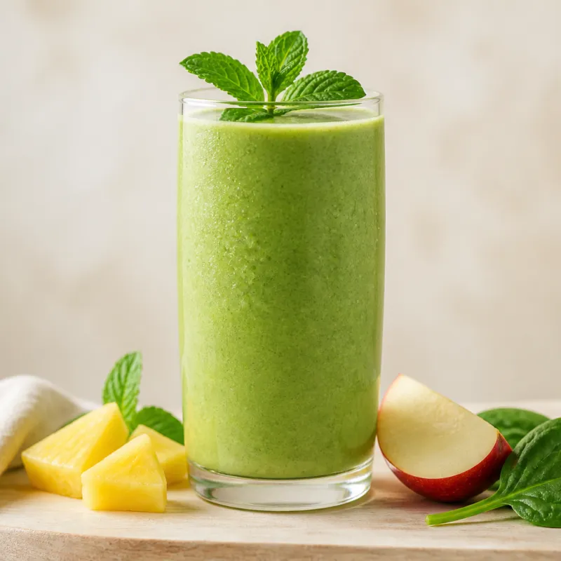 Pineapple, Mint and Baby Spinach Smoothie