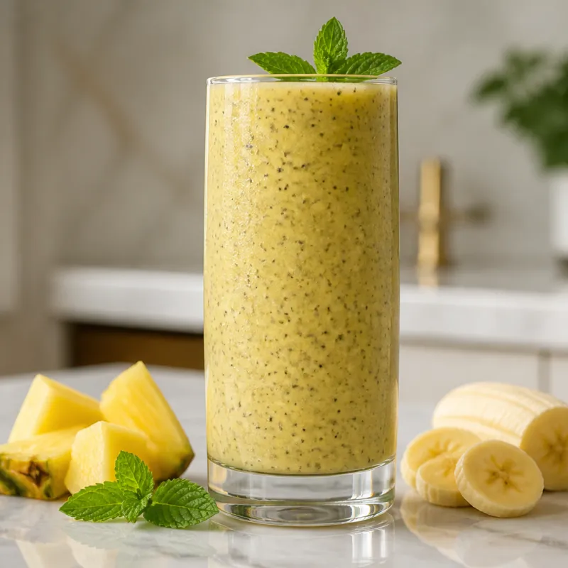 Pineapple Mint Smoothie with Chia Seeds