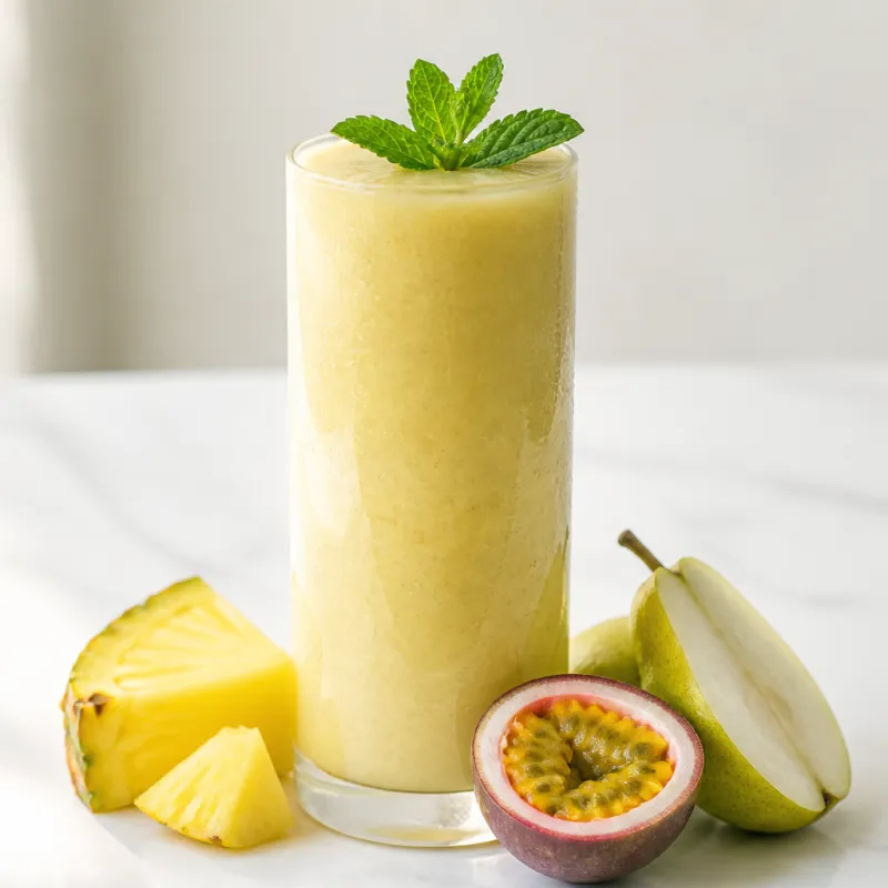 Pineapple Pear Smoothie with Mint Tea