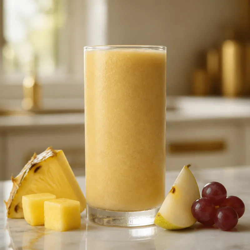 Smoothie de piña y pera con zumo de uva