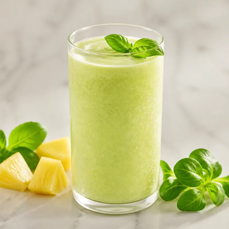 Smoothie de piña y albahaca con yogur