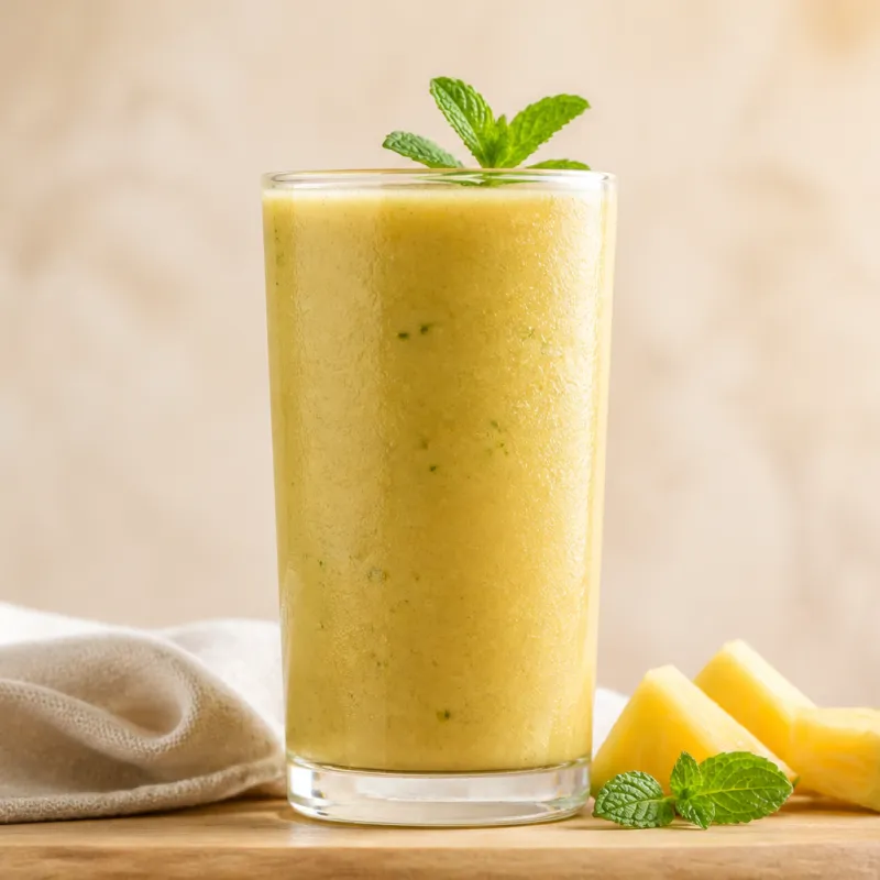Pineapple Smoothie with Fruit Tea and Mint