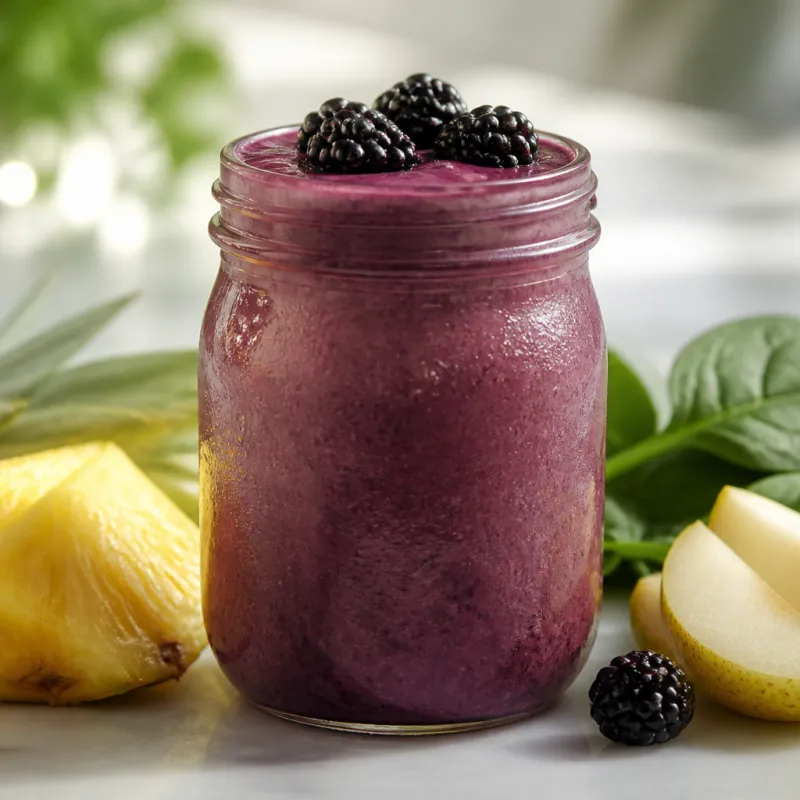 Pineapple Spinach Smoothie with Blackberries