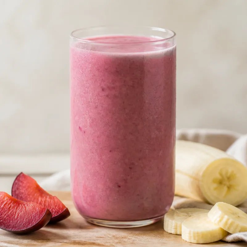 Smoothie de ciruela y plátano con yogur