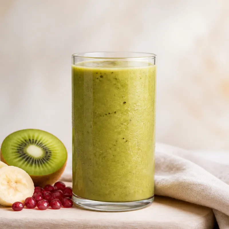 Smoothie de granada y kiwi con agua de coco