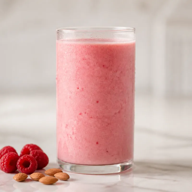 Smoothie de frambuesa y bebida de almendra